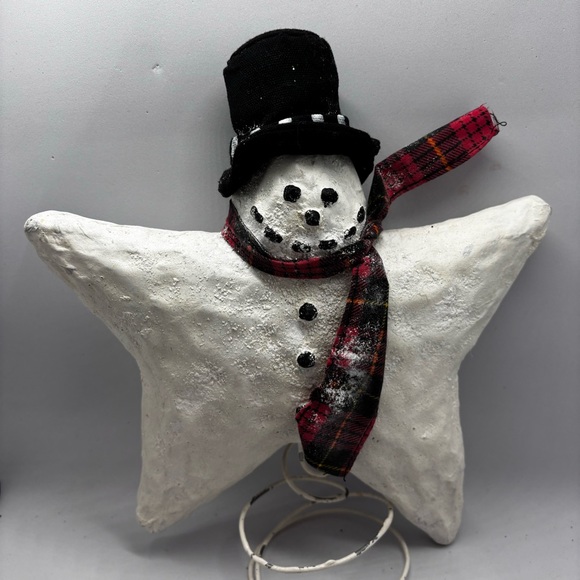 SALE-Christmas tree topper-Smowman-Star- paper mache/Primative/Farmhouse/Whim… - Picture 8 of 10